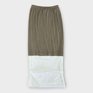 Planet By Lauren G Taupe Long Skirt Size 2 or 10-12 Stretch Sheer Bottom